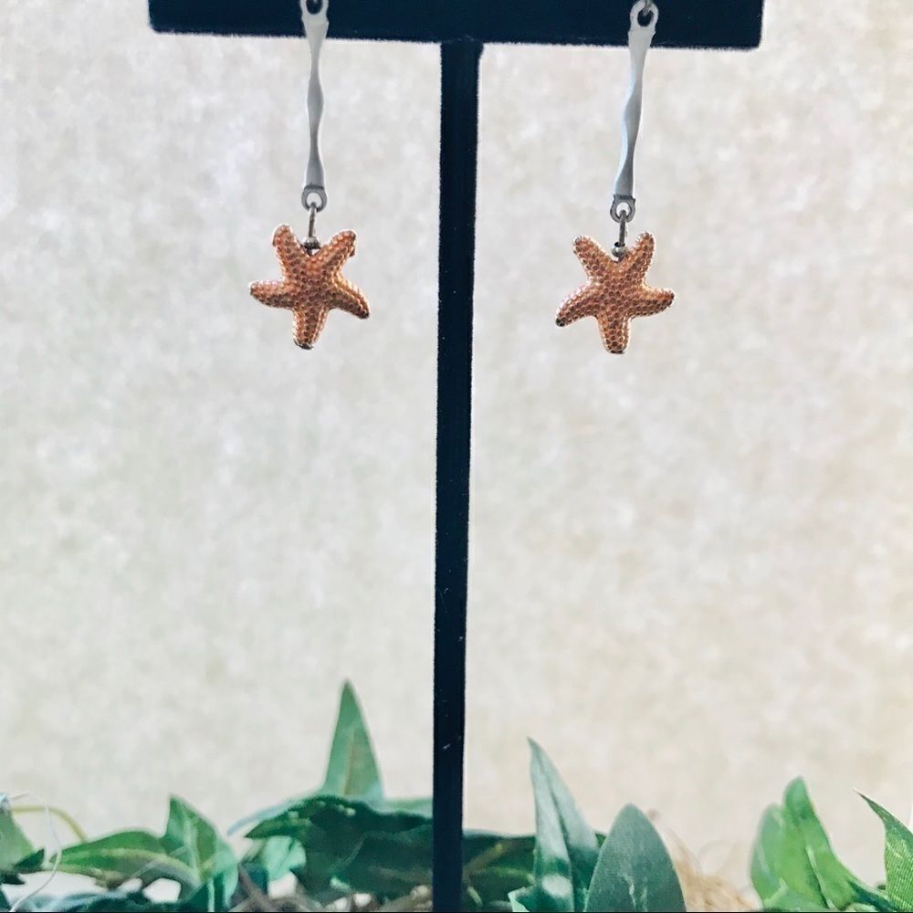 Vintage Starfish Dangle Earrings Pastel Orange NWT - Picture 5 of 10